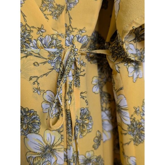 Torrid Summer Floral Midi Dress Sze 20 Yellow Black White Flowy Boho Cottagecore - Picture 7 of 9